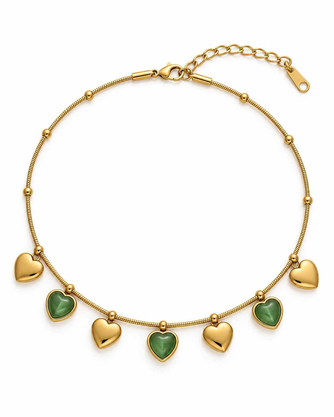 Emerald Heart Charm Anklet