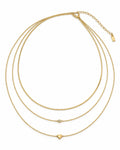 Golden Trio Layered Waist Chain with Heart & Crystal Charms