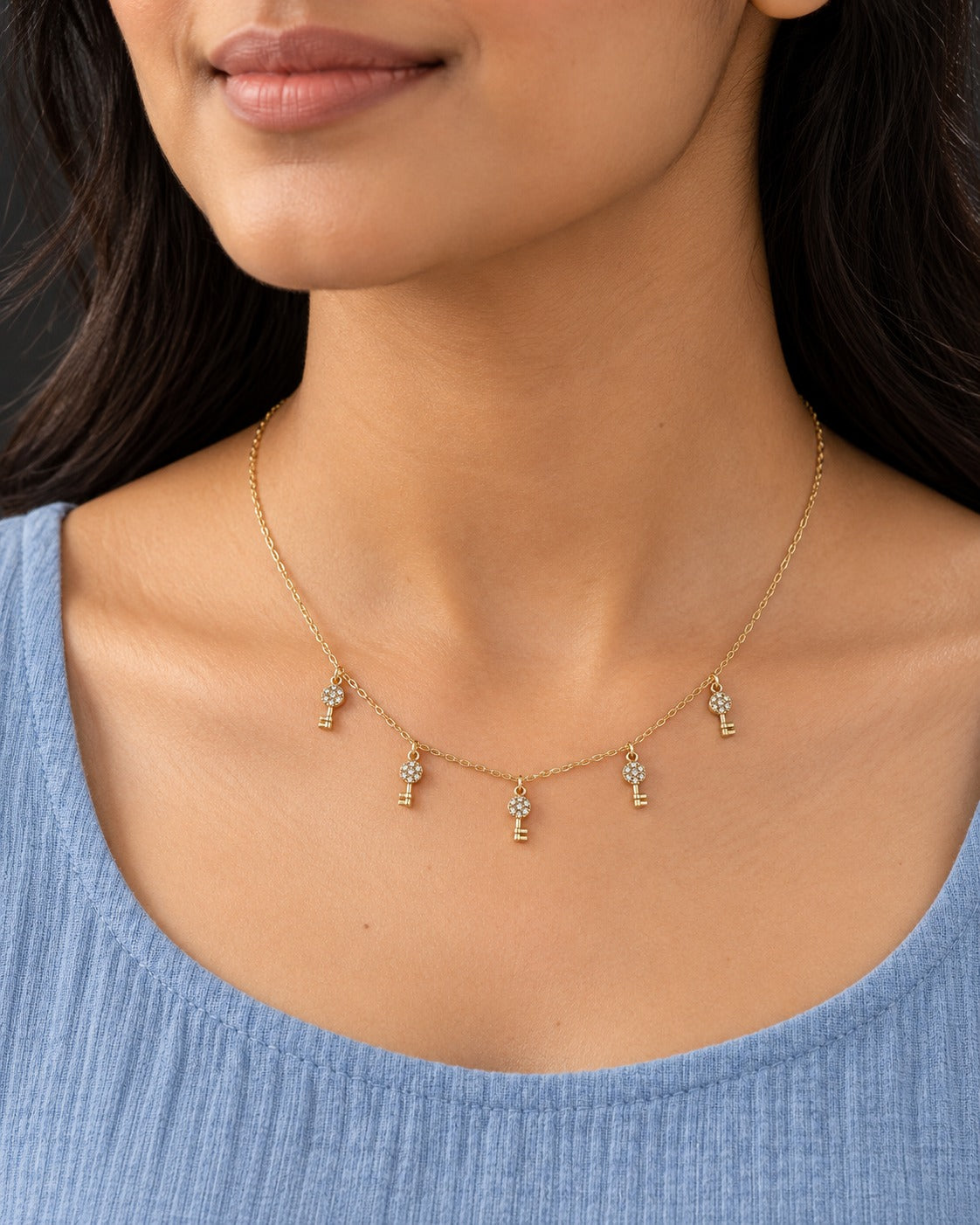 Golden Key Charm Necklace