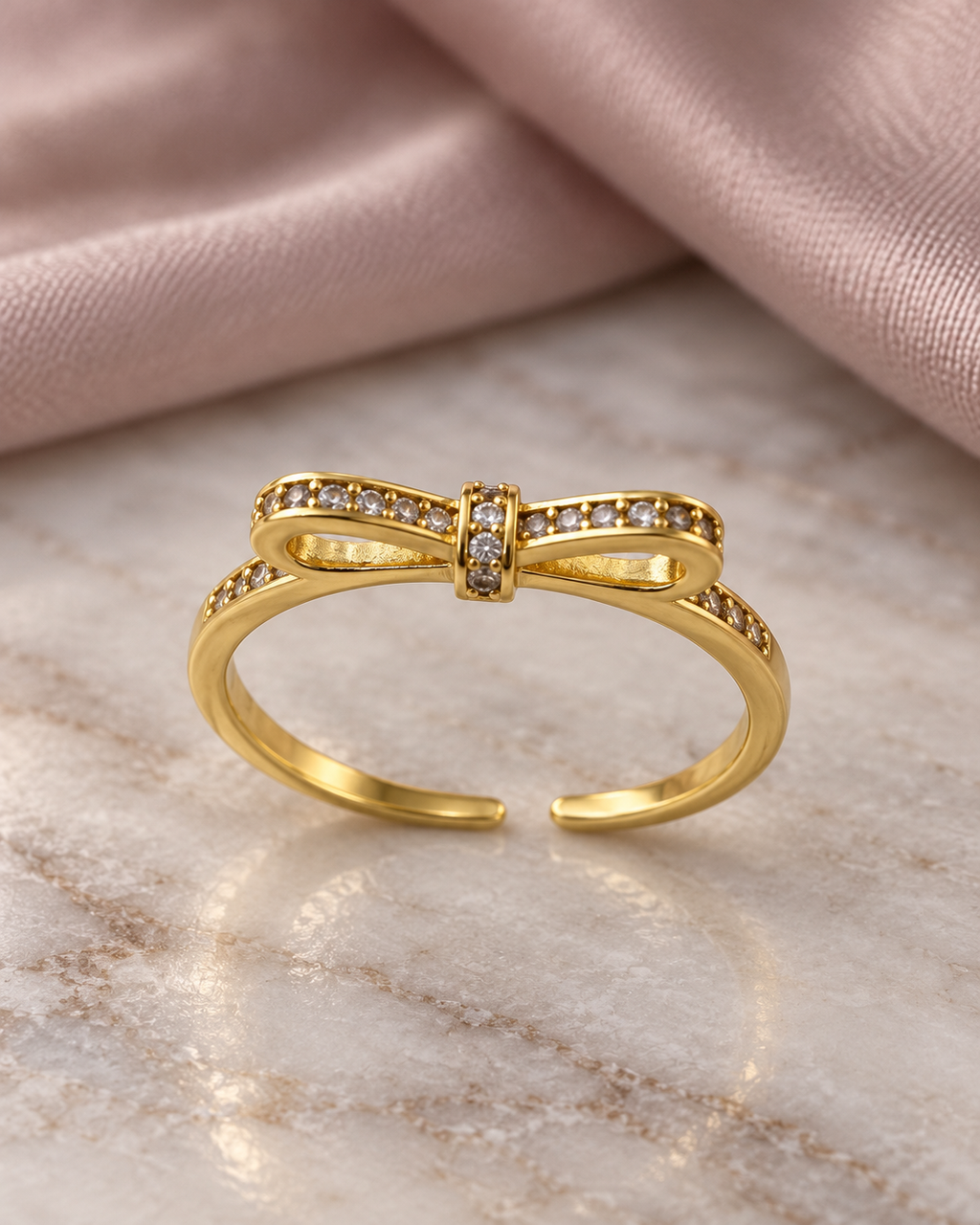Golden Bow Solitaire Ring