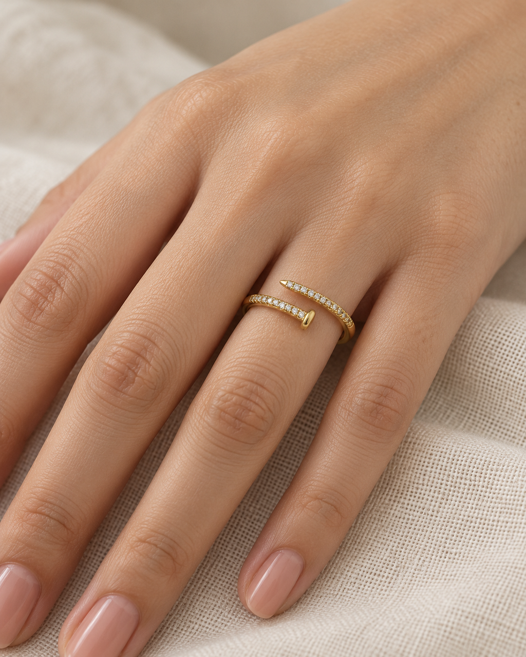 Delicate Nail-Shaped Gold Wrap Ring