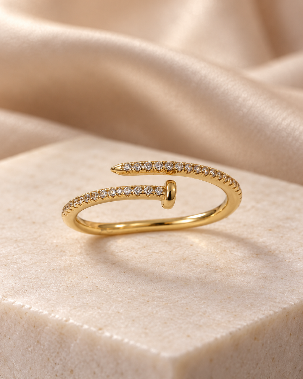 Delicate Nail-Shaped Gold Wrap Ring