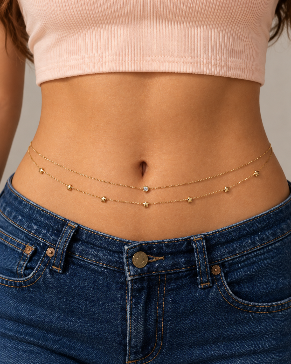 Double Layer Gold Star Waist Chain