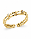 Golden Triple-Line Solitaire Ring