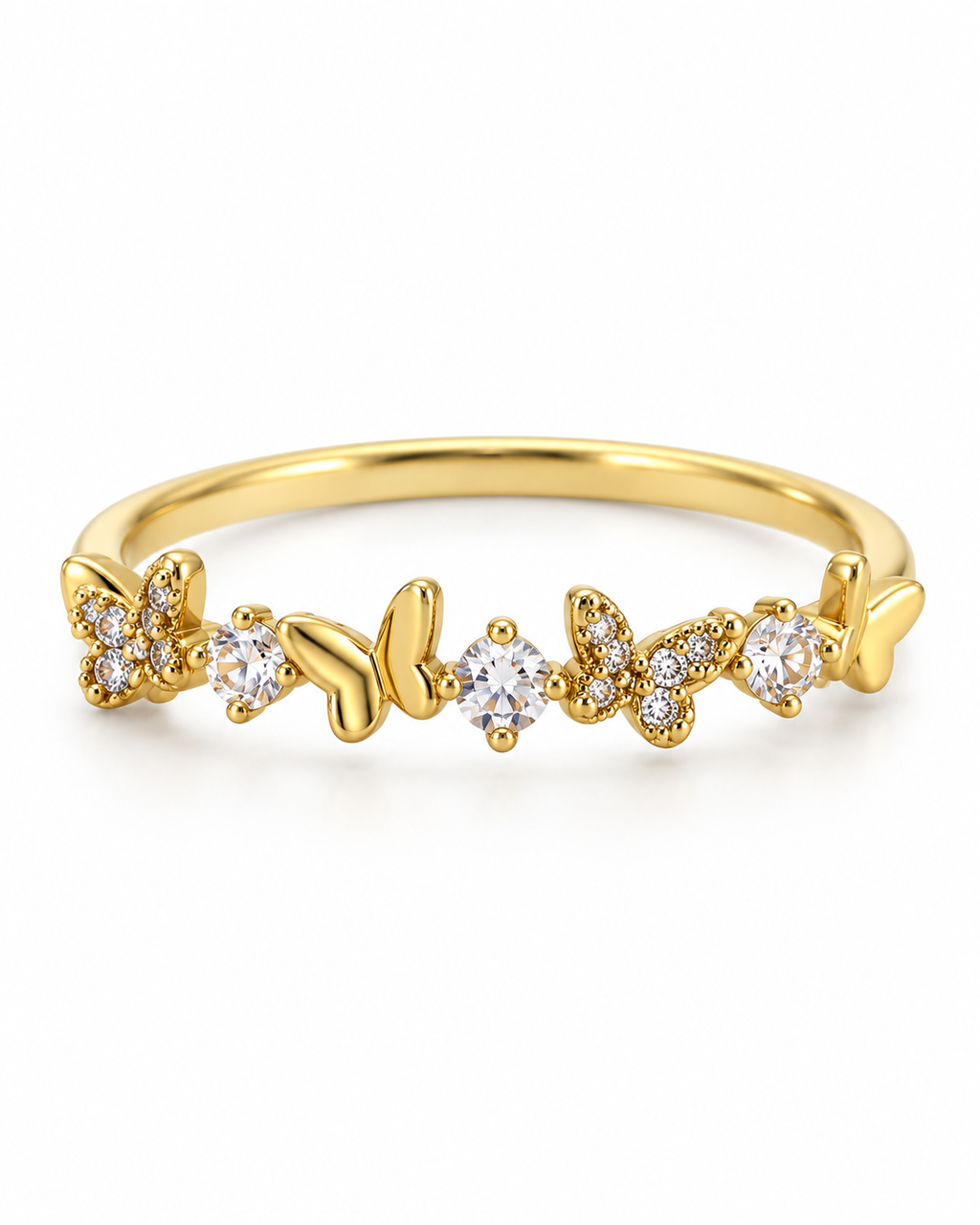 Golden Butterfly Solitaire Ring