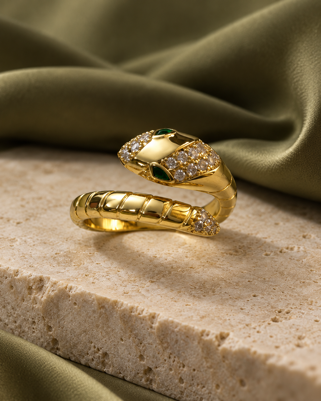Serpent Elegance Gold Statement Ring