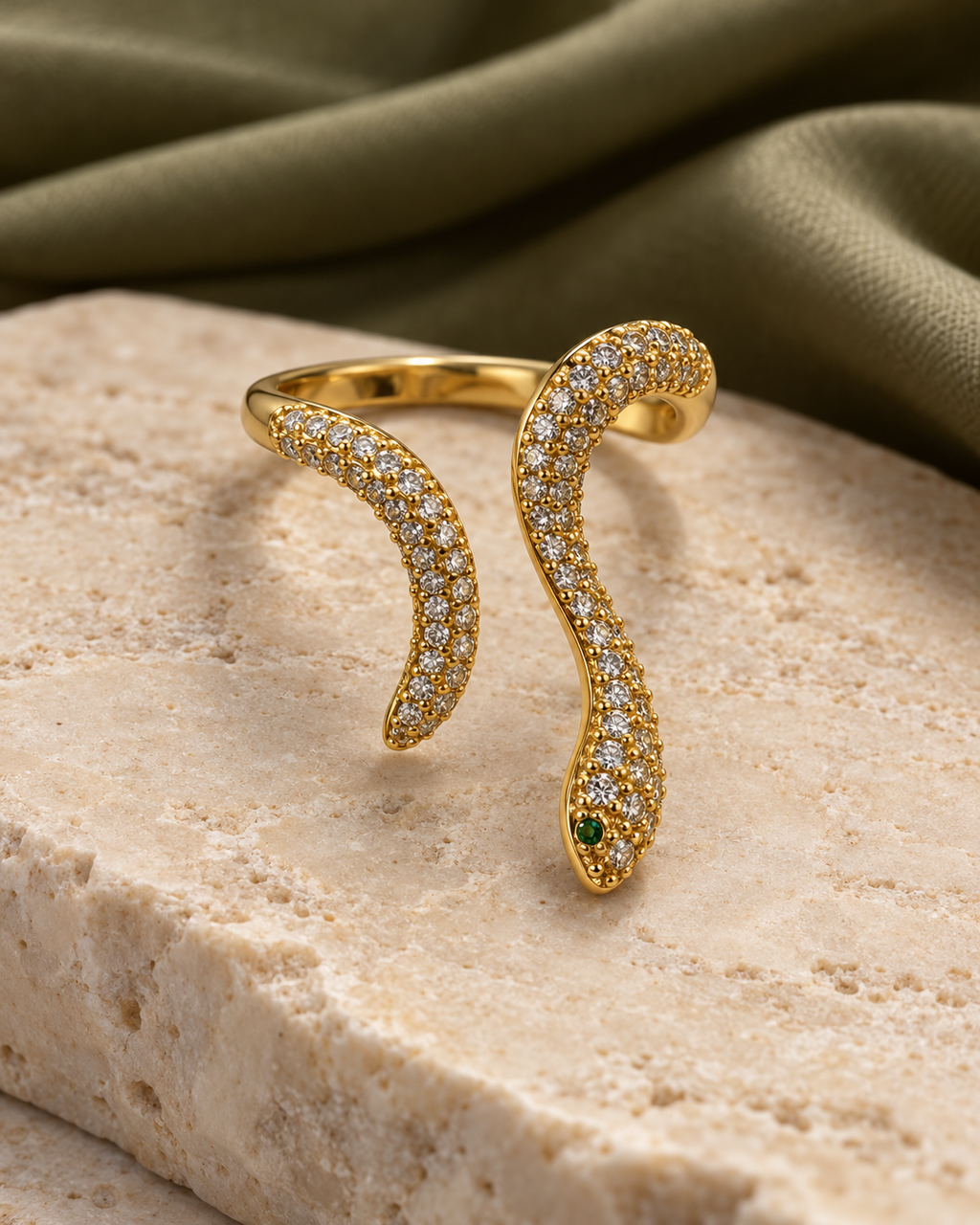 Serpent Charm Gold Bypass Ring