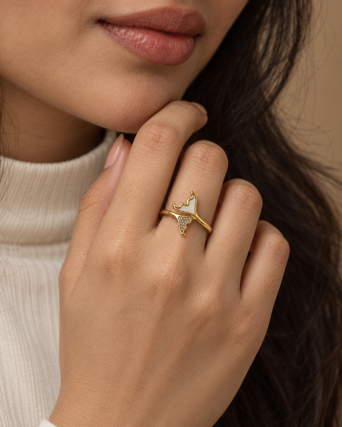 Elegant Gold Butterfly Open Ring