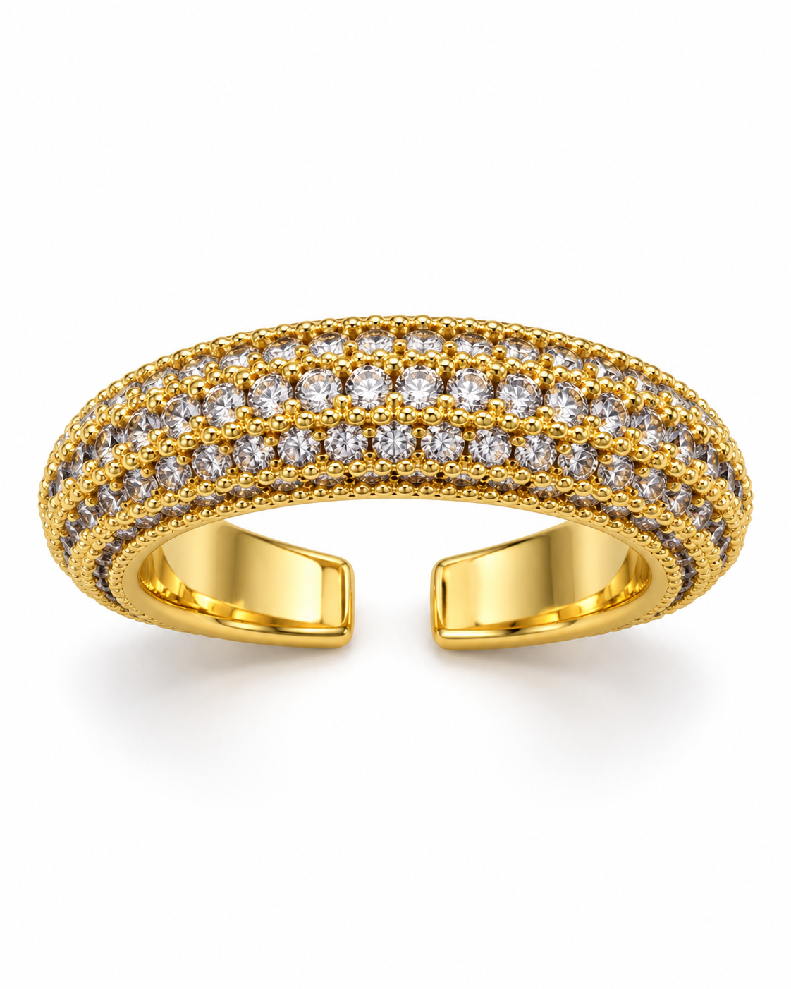 Triple Row Gold CZ Eternity Ring