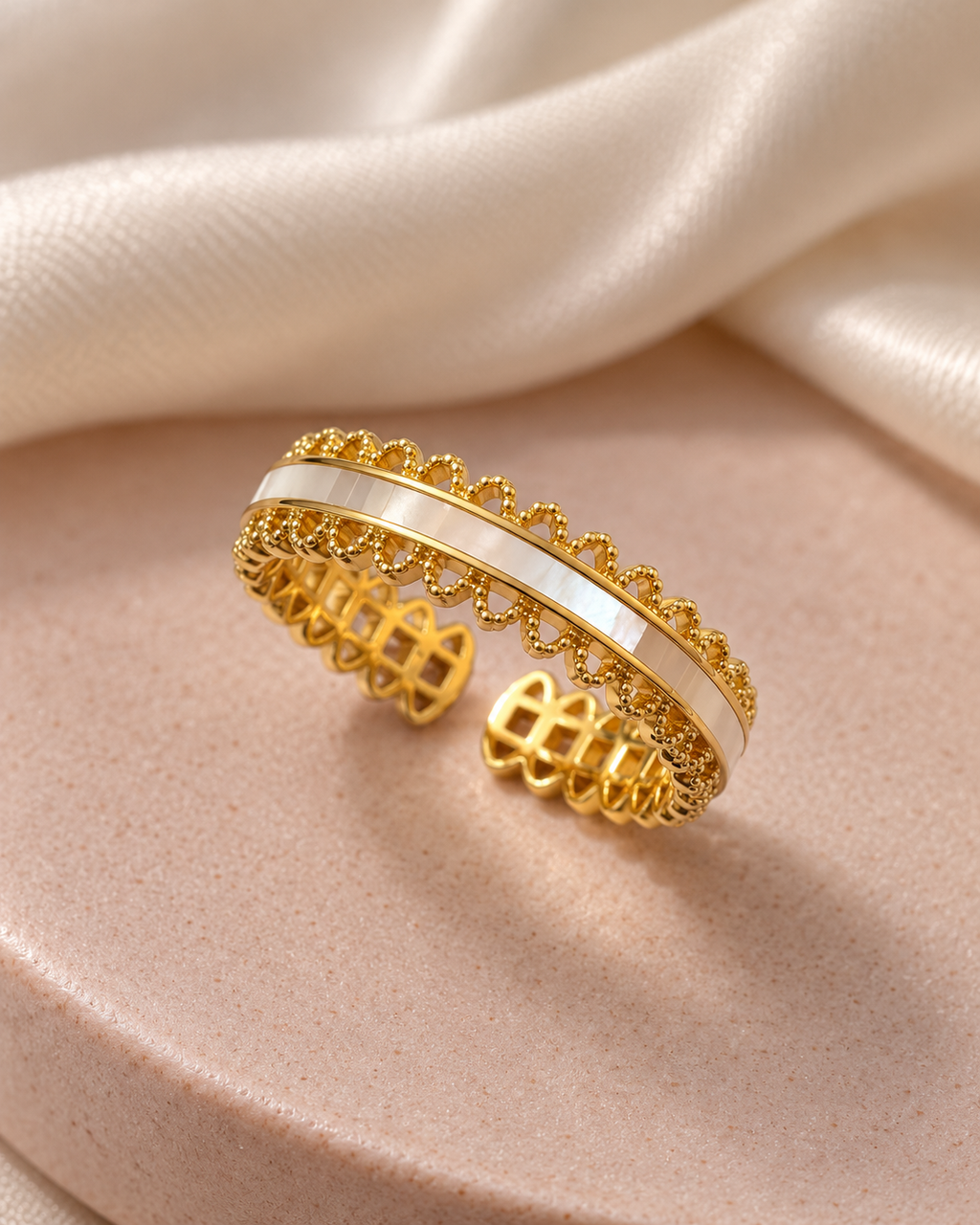 Elegant Gold Mother of Pearl Ring
