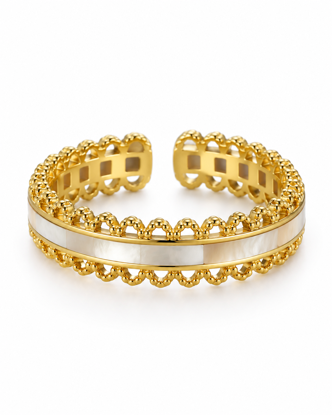 Elegant Gold Mother of Pearl Ring