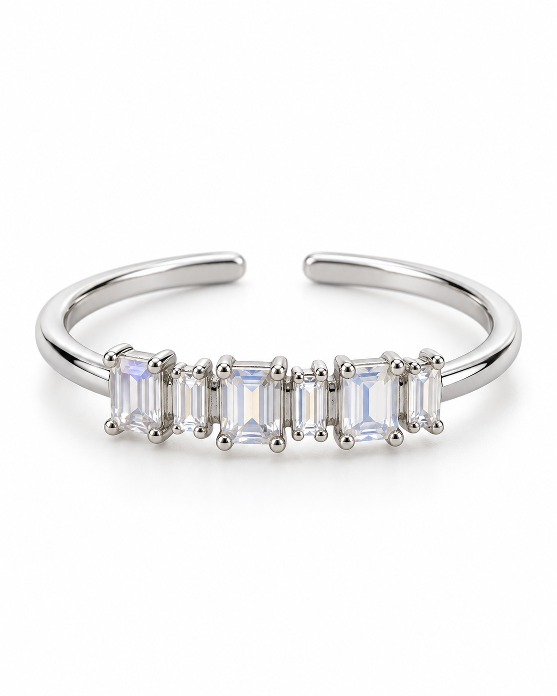 Silver Crystal Line Ring