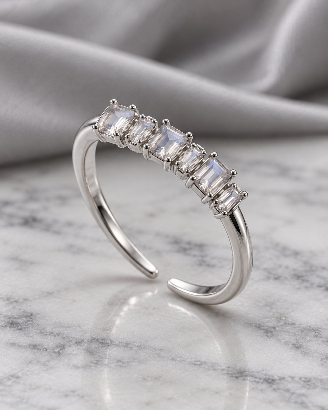 Silver Crystal Line Ring
