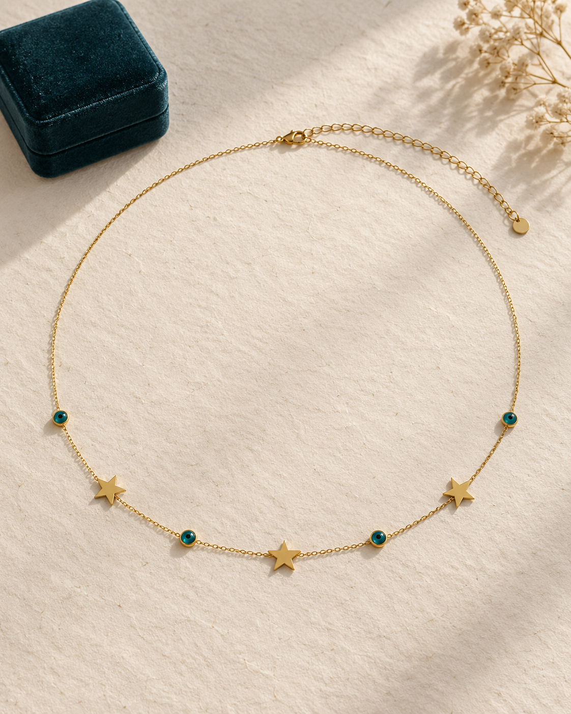 Teal Evil Eye & Gold Star Waist Chain