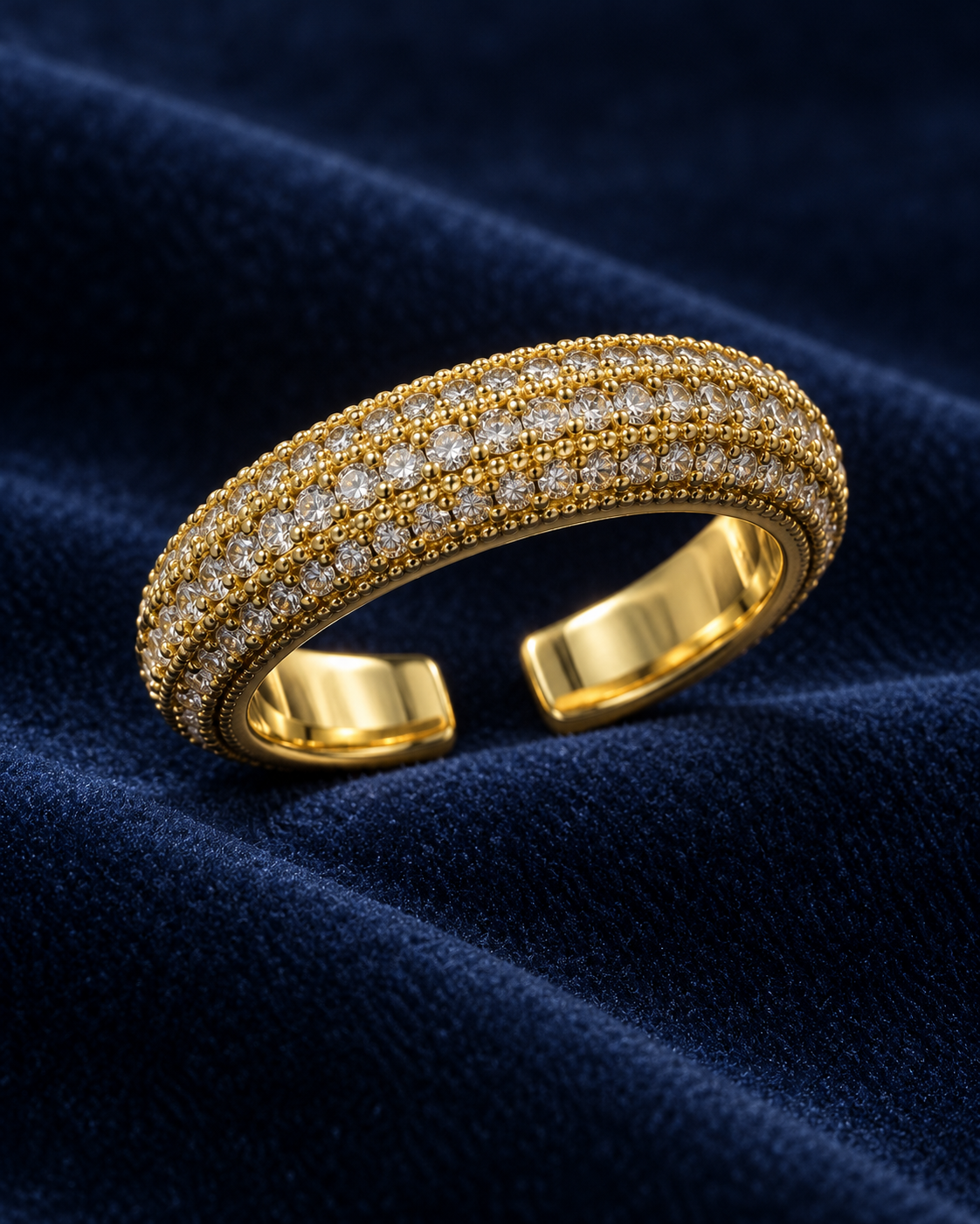 Triple Row Gold CZ Eternity Ring