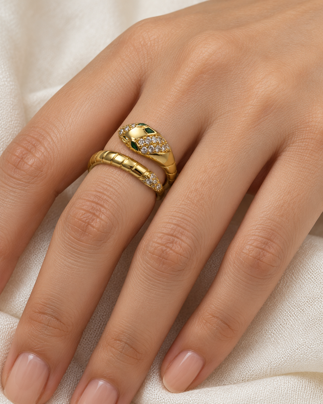 Serpent Elegance Gold Statement Ring