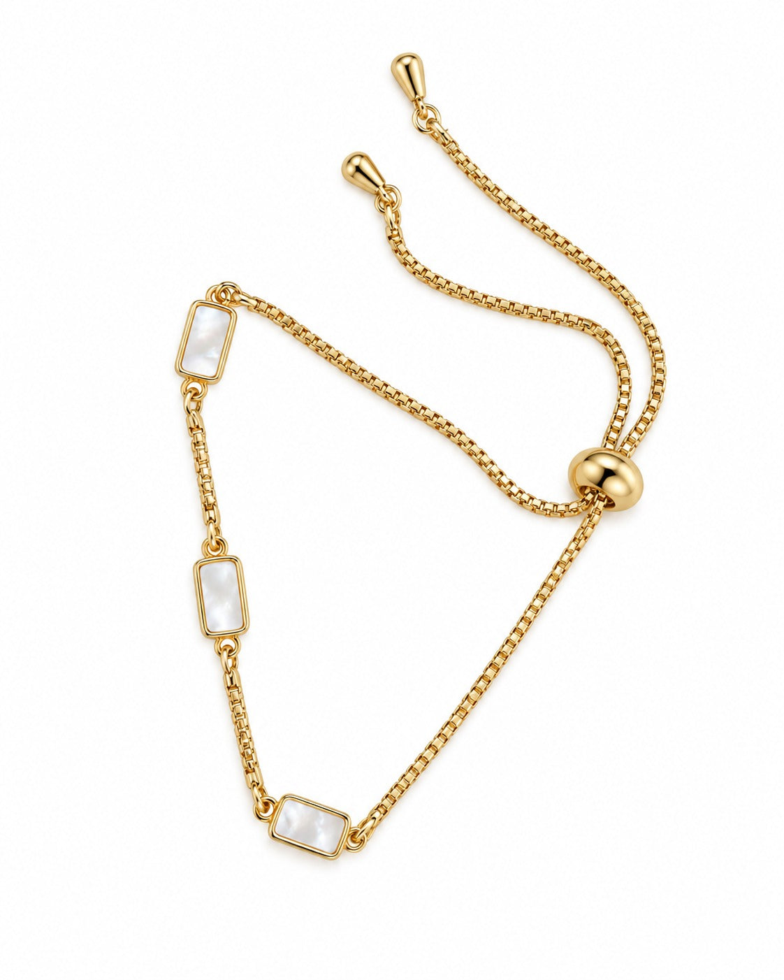 Golden Pearl Rectangle Bracelet