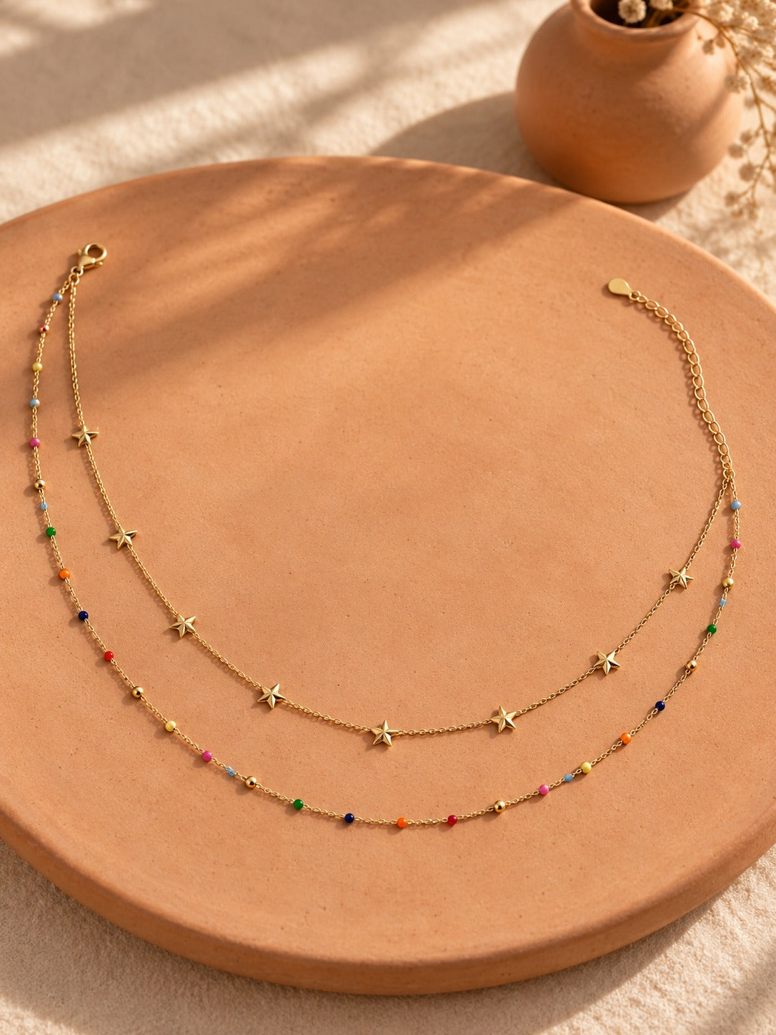Gold Star & Multicolour Beaded Layered Waist Chain