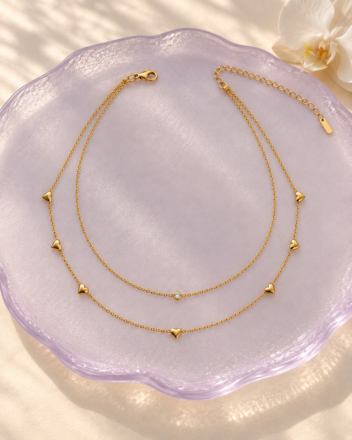 Double Layer Gold Heart Charm Waist Chain