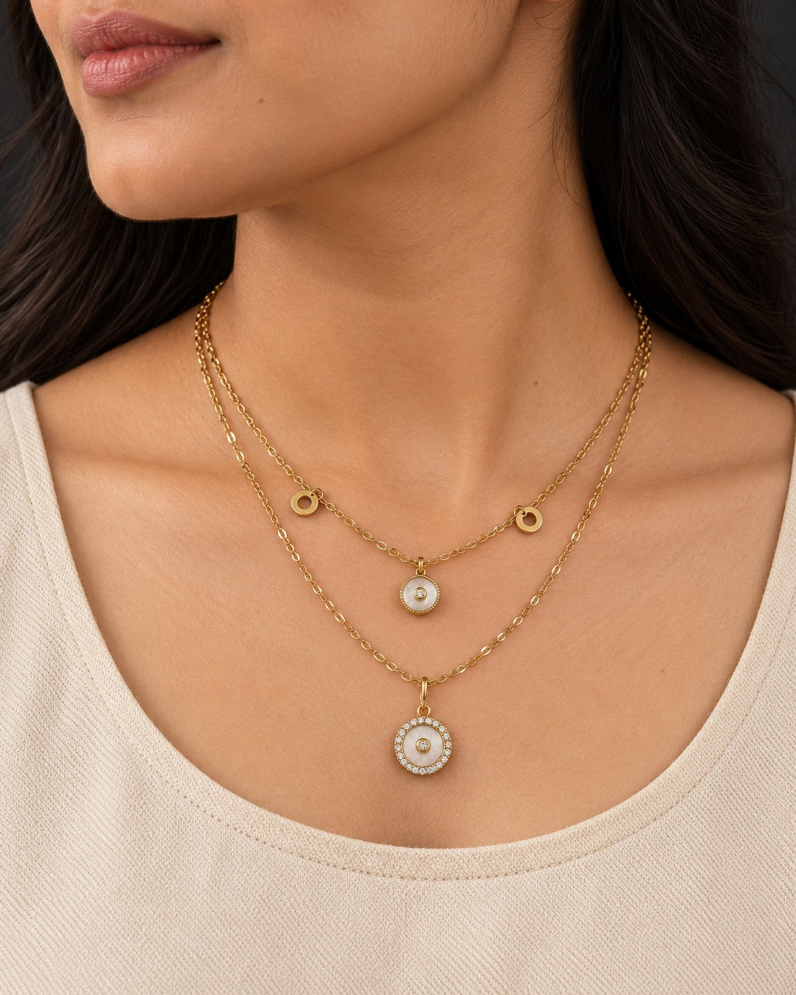 Golden Double Layer Charm Necklace